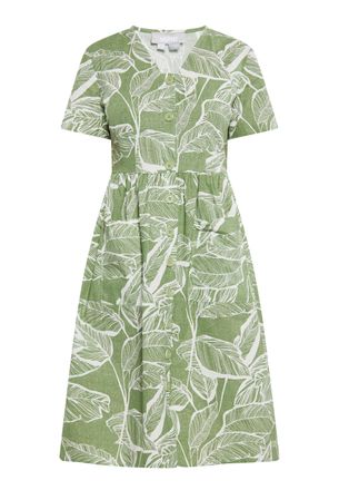 Usha Jurk Dames Groen gebroken wit