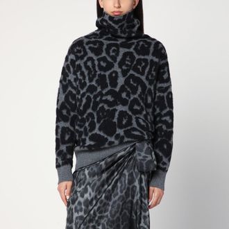 Stella McCartney Leopard print turtleneck sweater in wool
