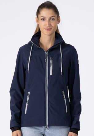 Deproc Softshelljacke DEPROC ACTIVE DECORAH PEAK V WOMEN, Damen, Gr. 40/42 (M), blau (navy), 96% Polyester; 4% Elastan, tailliert, gerader Abschluss mit Wind