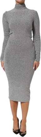 Dolce & Gabbana Gray Nylon Bodycon Sheath Long Sleeves Womens Dress