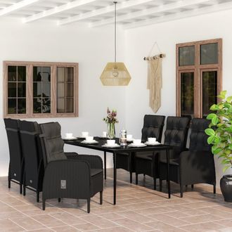 vidaXL Juego De Comedor De Jard&iacute;n 7 Piezas Con Cojines Negro Vidaxl