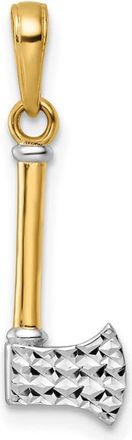 Diamond2Deal 14k Yellow Gold and White Rhodium Diamond-cut Axe Pendant