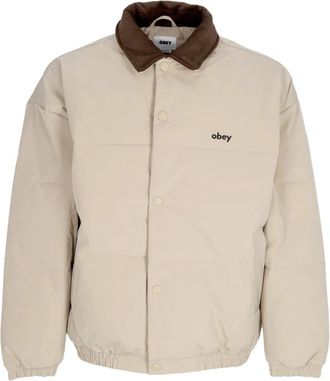 Obey Fluweel Kraag Veer Grijs Jas - Heren - Zomerjassen - Grijs - XL - Polyester - Jassen