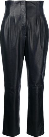 Alberta Ferretti straight-leg leather trousers - women - Lamb Skin/Cupro/Spandex/Elastane - 40 - Blue