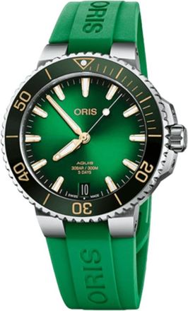Oris Aquis Date Automatic Green Dial Rubber Strap Mens Watch 01 400 7769 4127-07 4 22 77FC