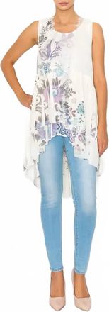 Origami Jewellery Embroidered Floral Hi Low Vest In Cream/ Floral