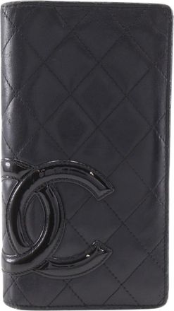 Chanel Black Leather Long Wallet (Bi-Fold) (Pre-Owned)