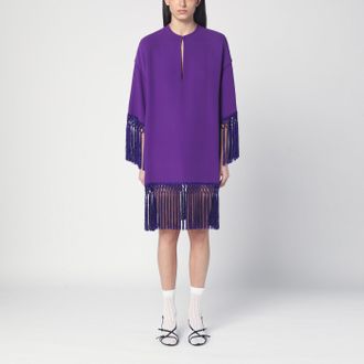 Valentino Silk purple dress with fringes