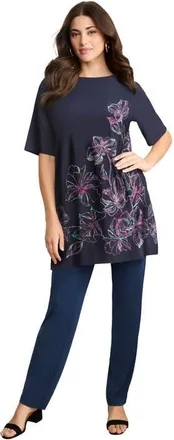 Roaman's Printed Tunic in Navy Meadow Floral at Nordstrom, Size 36