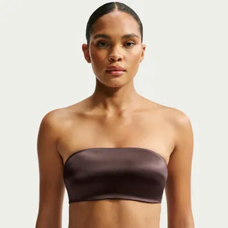 Nike Womens SKIMS Satin Shine Convertible Bandeau Bra in Brown | IR8688-249