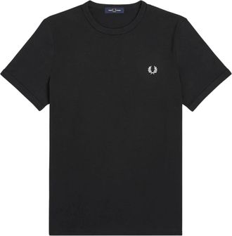 Fred Perry T-Shirts, male, Black, Size: XL Ringer T-Shirt