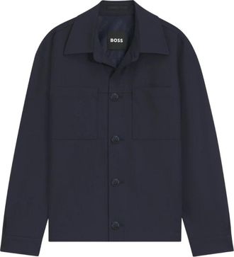 HUGO BOSS Relaxed-fit Overshirt - Heren - Zomerjassen - Blauw - M - Wol - Jassen
