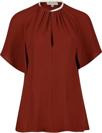 Zeus + Dione Azure Cape-Effect Blouse - Dames - Blouses - Bruin - M - Polyester - Overhemden