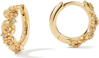 Made by Mary Cubic Zirconia Birthstone Flower Huggie Hoop Earrings in Gold January at Nordstrom