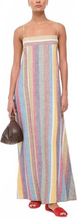 Staud Laura Linen Dress In Multi