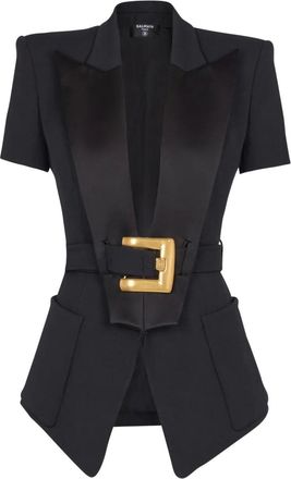 Balmain Short Sleeves Tailored Grain De Poudre Jacket