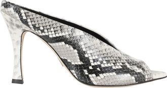 Giampaolo Viozzi Rock Grey Textured Snakeskin Curved Heel Leather Mules