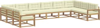 vidaXL Conjunto De Sof&aacute;s De Exterior 10 Uds. Blanco Y Crema Vidaxl