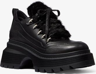 Michael Kors Shiloh Leather and Faux Fur Platform Boot