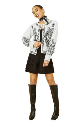 Yumi Knitted Folk Edge To Edge Cardi in Ivory at Nordstrom, Size Medium