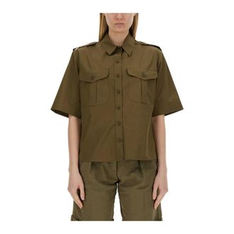 Aspesi Shirts, female, Green, Size: S Short Sleeve Utility Shirt