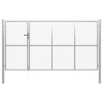 vidaXL Puerta De Jard&iacute;n De Acero Plateado 350x150 Cm