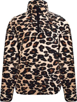 SoulCal&Co SoulCal Uniseks Borg Quarter Zip Fleece Top met luipaardprint voor volwassenen (Bruin/zwart)