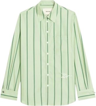 Zadig&Voltaire Morning Shirt - Dames - Overhemden - Groen - XS - Katoen - Overhemden