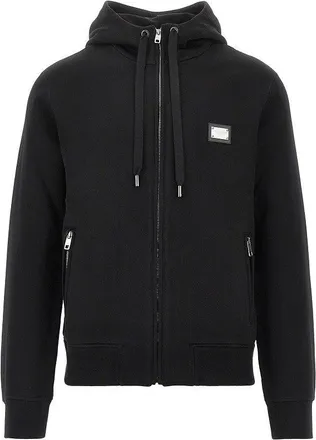 Dolce & Gabbana Full-zip hoodie with logo plate Man 48