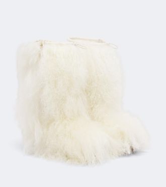 Yves Salomon Leather-trimmed shearling mid-calf boots