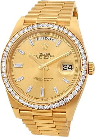 Rolex Pre-owned Rolex Day-Date Automatic Chronometer Diamond Champagne Dial Mens Watch 228348 CDP