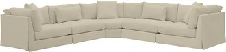 Ballard Designs Roswell 3-piece Curved Corner Sectional - Bennett Lichen Crypton Home Performance - Ballard Designs