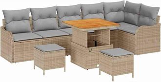 vidaXL Garden Sofa Set with Cushion 9 pcs Beige and Light Grey vidaXL