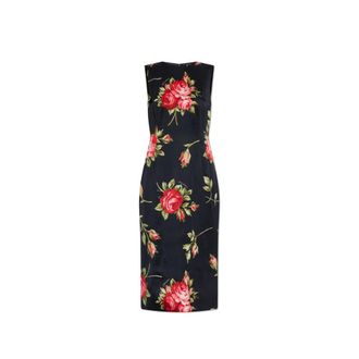 Dolce & Gabbana Midi Dresses, female, Black, Size: XS Floral motif dress