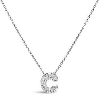 House of Brilliance 10K Gold Diamond Accent A-Z Initial Bubble Pendant Necklace in White | C at Nordstrom