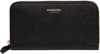 Burberry Cartera larga con cremallera y logo en piel granulada - Accessories - Mujer - Negro - ONE SIZE