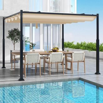 Costway Costway 310 x 310cm Outdoor Pergola Modern Sunshade Pavilion Grill Gazebo in Beige | Size: 310 x 310 cm