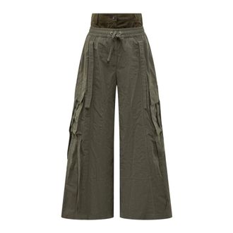 Dolce & Gabbana Wide Trousers, female, Green, Size: S Wide-leg Cargo Pants