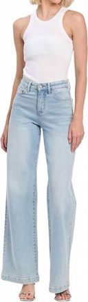 Flying Monkey High Rise Wide Leg Jeans In Light-Wash Blue