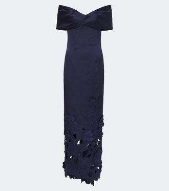 Costarellos Norelle off-shoulder satin midi dress
