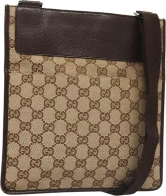 Gucci Gg Canvas Beige Canvas Shoulder Bag (Pre-Owned)