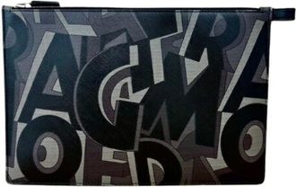 Ferragamo Black Leather Clutch Bag (Pre-Owned)