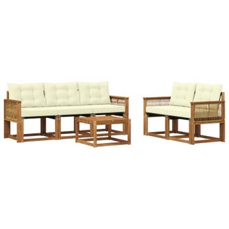 vidaXL Conjunto De Sof&aacute;s De Exterior Con Coj&iacute;n 6 Pcs Natural Y Crema Vidaxl