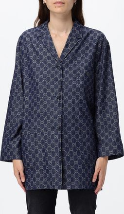 Gucci Giacca a camicia in denim di cotone con monogramma GG all-over