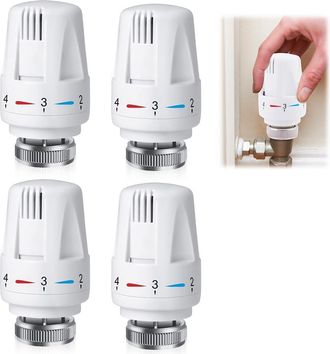 OEM 4 Pezzi Valvola Termostatica Per Radiatore, M30x1.5 Valvola Termostatica Per Radiatore Testa Di Ricambio Per Valvola Termostatica Per Casa E Ufficio
