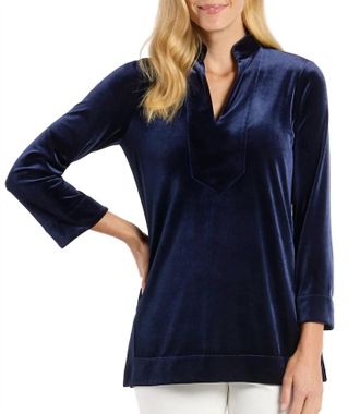Jude Connally Chris Long Sleeve Tunic Top In Navy