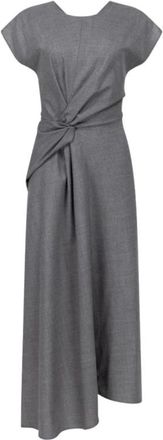 Victoria Beckham Kleedjes, Dames, Grijs, M, Wol, Geklede Midi Jurk