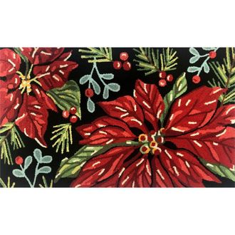 R16 Home Poinsettia Floral Indoor/Outdoor Doormat in Black Red Green at Nordstrom Rack, Size 24X36