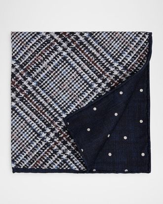 Brunello Cucinelli Mens Tartan Check Silk Pocket Square