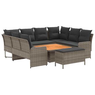 vidaXL Juegos De Muebles 7 Uds. Gris Y Gris Oscuro Rat&aacute;n Sint&eacute;tico Vidaxl